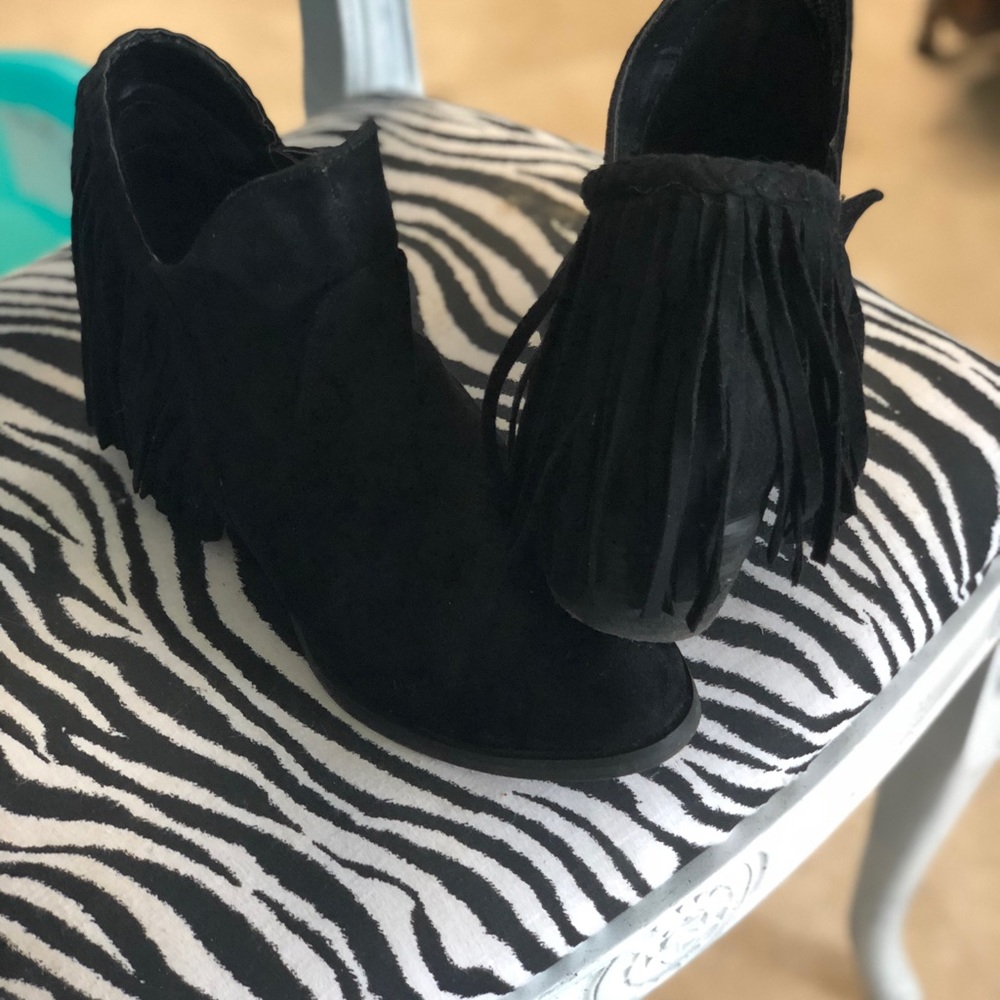 Black Fringe Booties